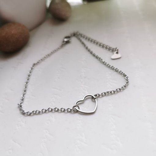 Szív kontúr nemesacél bokalánc