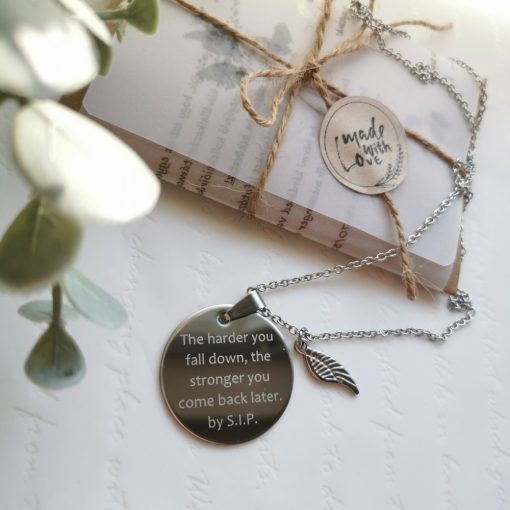 Gravírozott kerek nemesacél nyaklánc