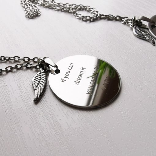 Gravírozott kerek nemesacél nyaklánc