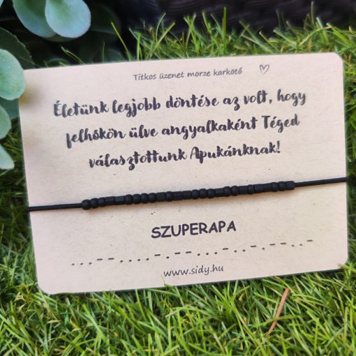 Apák napi morze karkötő (matt fekete)