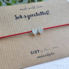 Gumizsinór karkötő 2 hematit szív gyönggyel