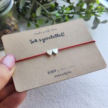 Gumizsinór karkötő 2 hematit szív gyönggyel