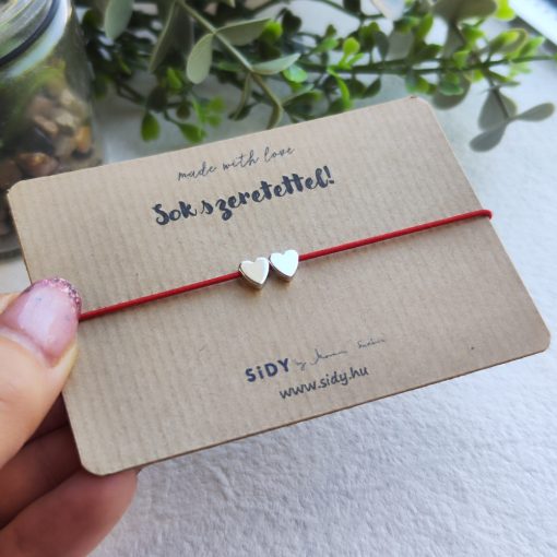 Gumizsinór karkötő 2 hematit szív gyönggyel