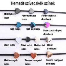 Gumizsinór karkötő 3 hematit szív gyönggyel