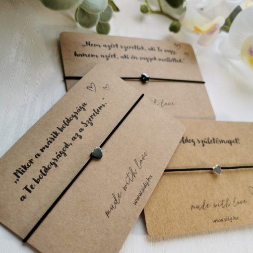 Gumizsinór karkötő hematit szív gyönggyel