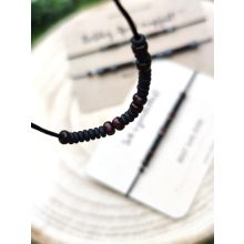 Férfi morze karkötő fa gyöngyökkel