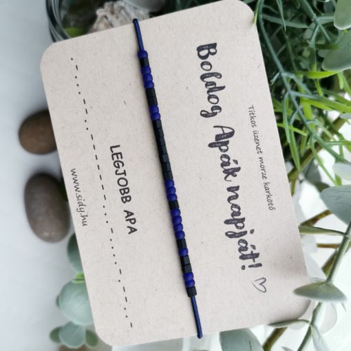 Matt sötétkék-fekete morze karkötő