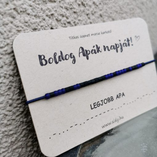 Matt sötétkék-fekete morze karkötő