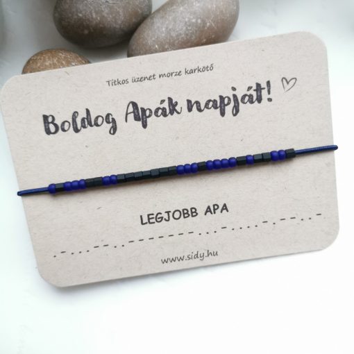 Matt sötétkék-fekete morze karkötő