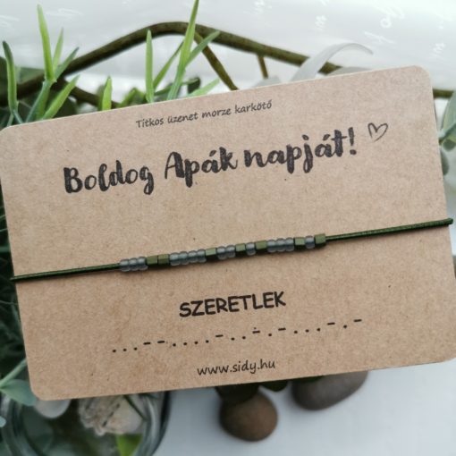 Matt sötétzöld-szürke morze karkötő