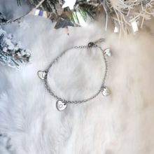 Monogramos szívecskés nemesacél karkötő