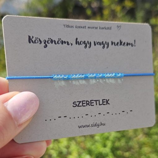 Kék morze karkötő Köszönöm hogy vagy nekem kártyával