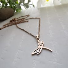 Rosegold szitakötő nemesacél nyaklánc