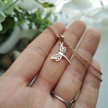 Rosegold szitakötő nemesacél nyaklánc