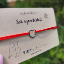 Szív kontúr bokalánc selyemzsinóron