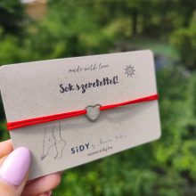 Szív kontúr bokalánc selyemzsinóron